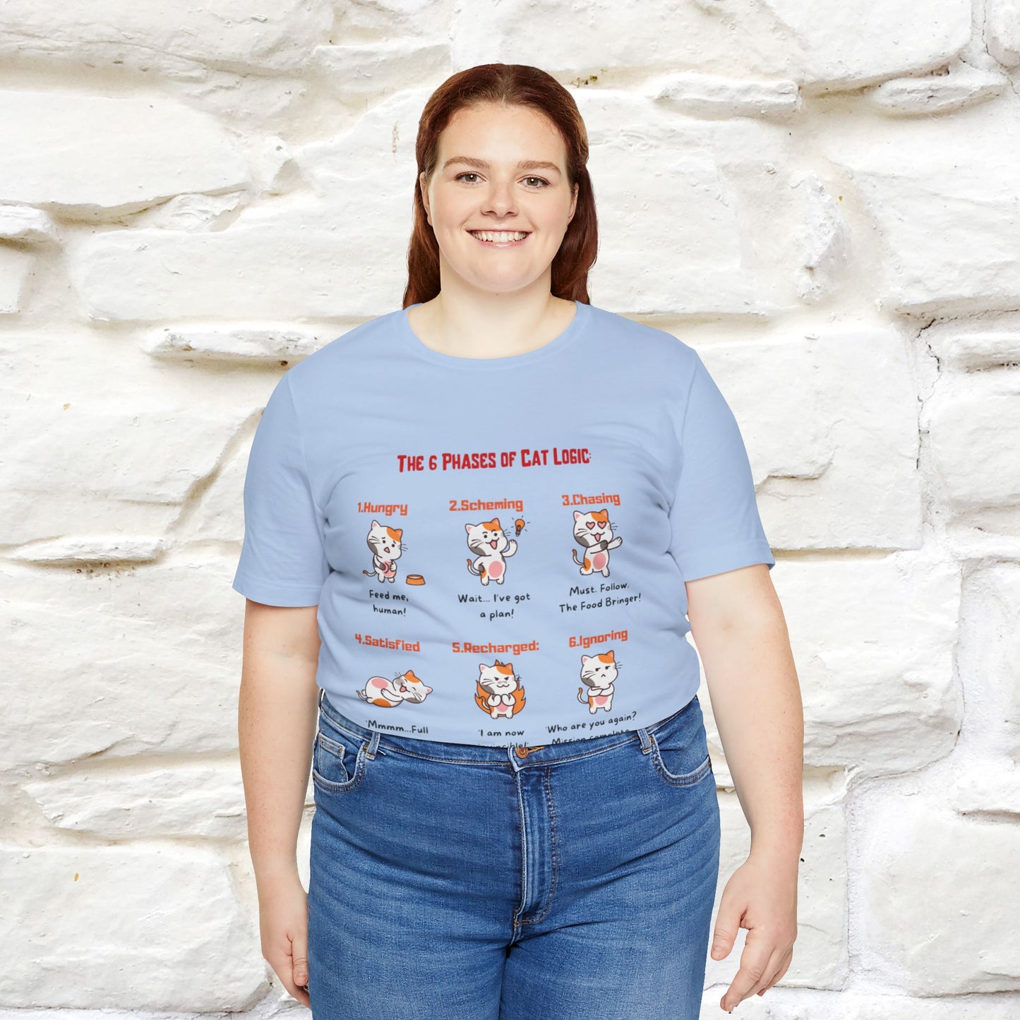 "The 6 Phases of Cat Logic" Hilarious Cat T-Shirt  | Nunu&Miao Studio - Nunu&Miao Studio