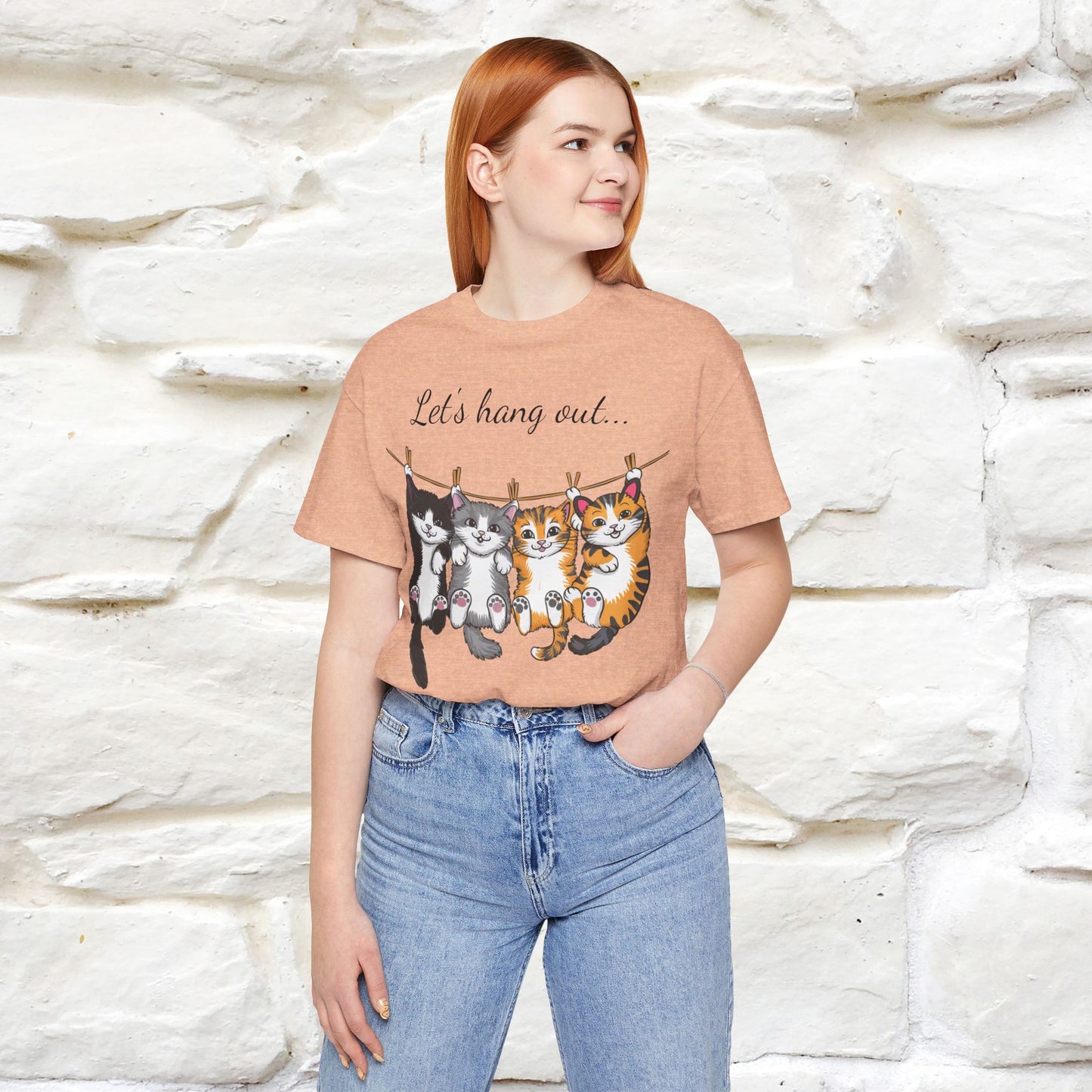 ''Let's Hang Out'' Cat T-shirt for Women 100% Cotton* - Nunu&Miao Studio