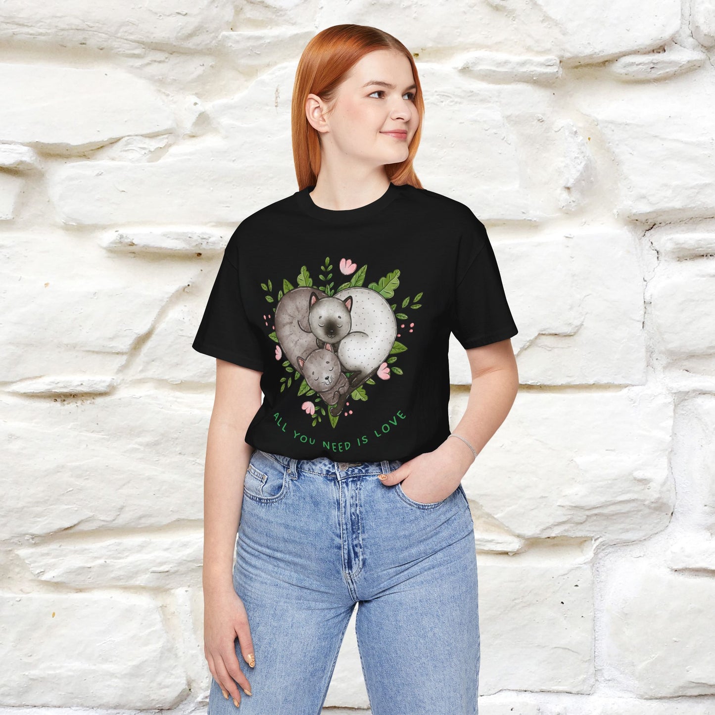 "All You Need Is Love" Cat T-Shirt | 100% Cotton* | Adorable Cat Apparel for Men & Women