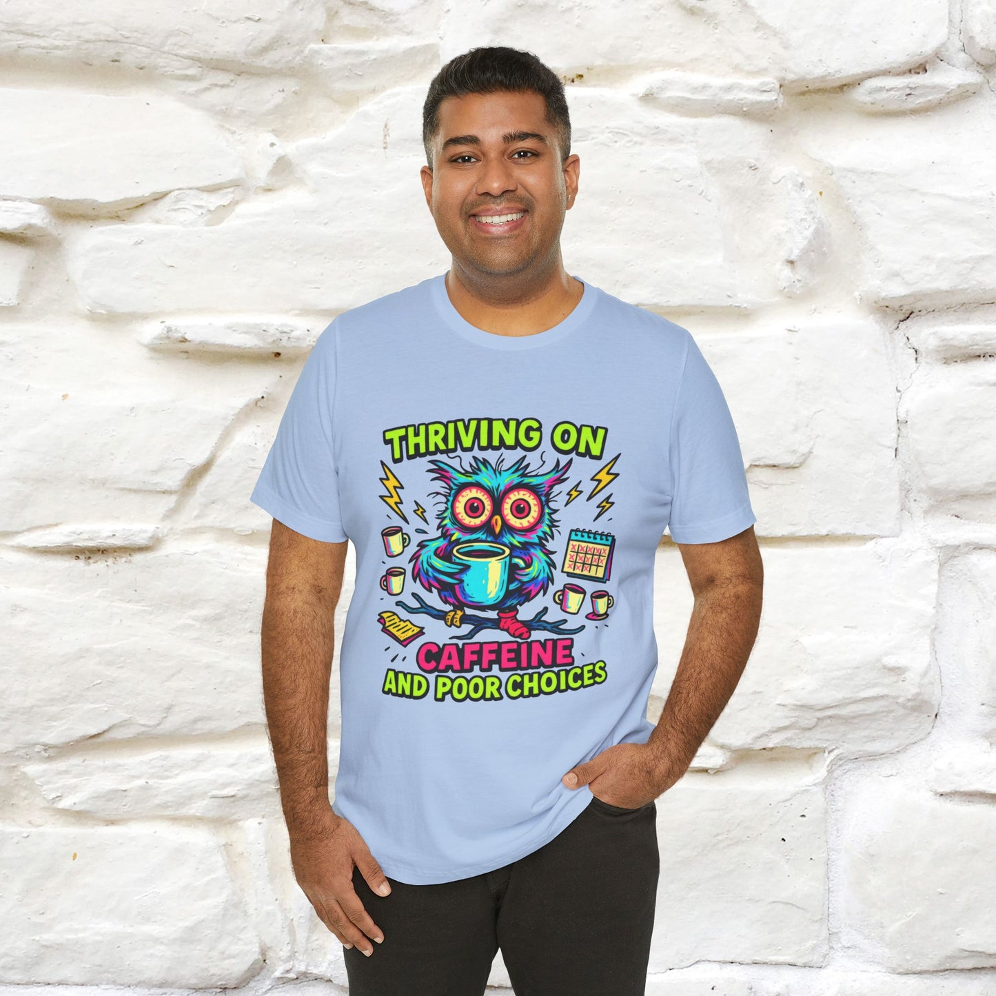 ''Thriving On Caffeine And Poor Choices''|  Sarcastic Cat T-Shirt | Nunu&Miao Studio