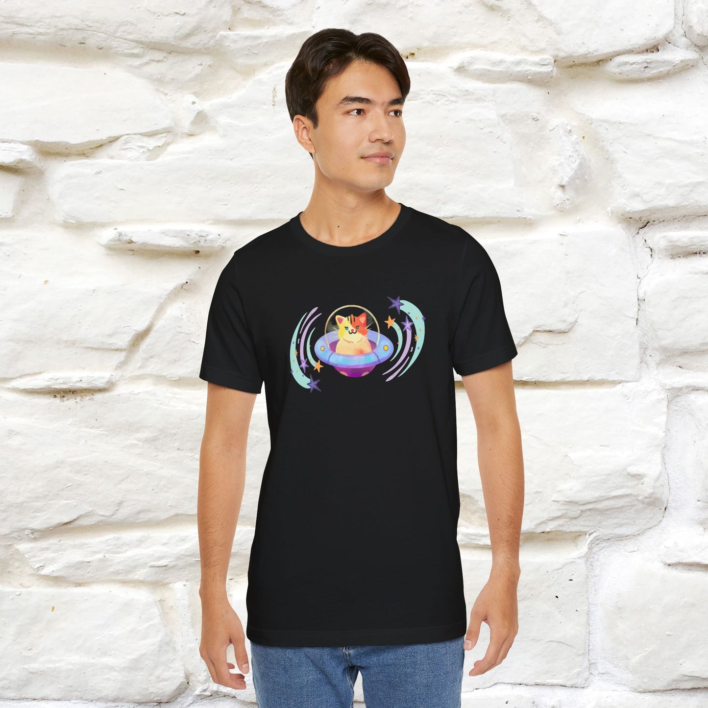 "Stay Positive'' Cat T-Shirt | Front & Back Design | Nunu&Miao Studio