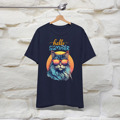 ''Hello Summer'' Cat T-shirt for Women 100% Cotton* - Nunu&Miao Studio