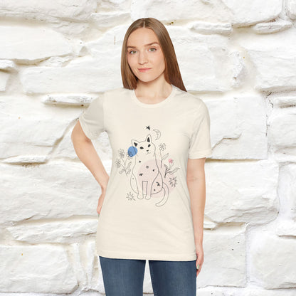 "Night Garden Cat T-Shirt for Men & Women | 100% Cotton* | Enchanting Cat Lover Tee 🐾"