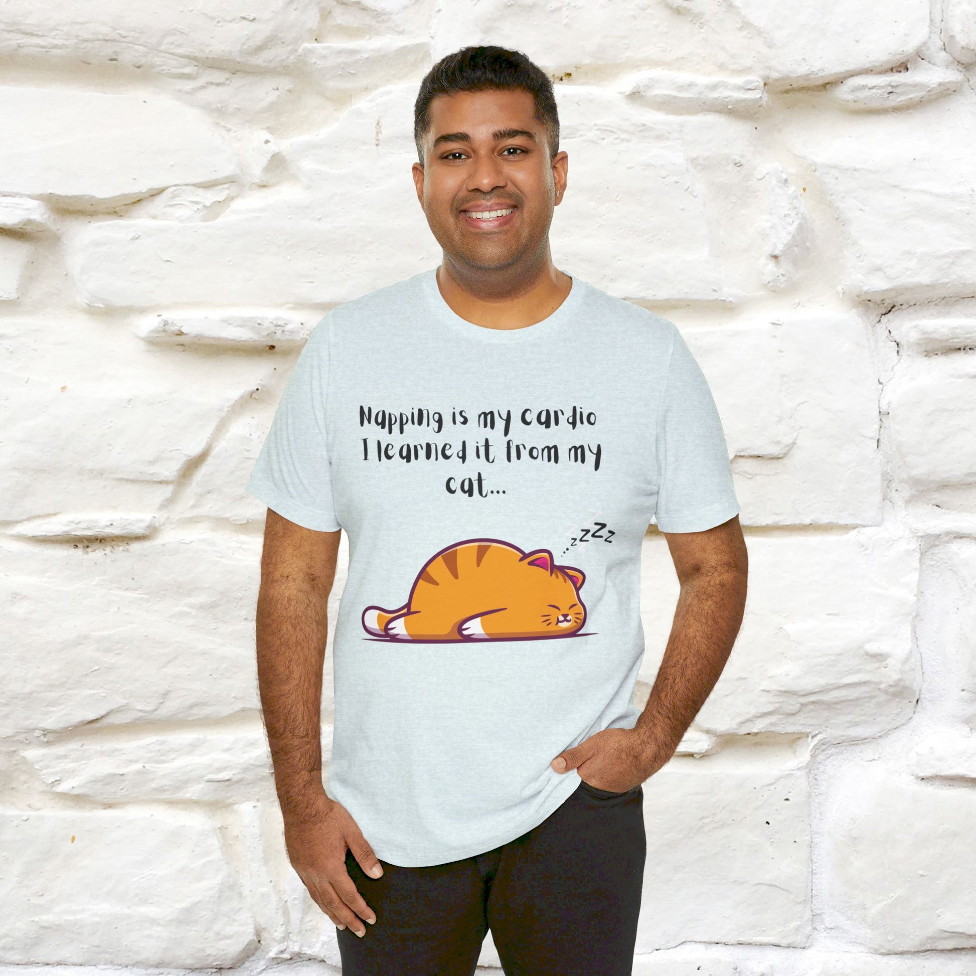 ''Napping Is My Cardio, I Learned From  my Cat'' T-shirt for Man 100% Cotton* - Nunu&Miao Studio