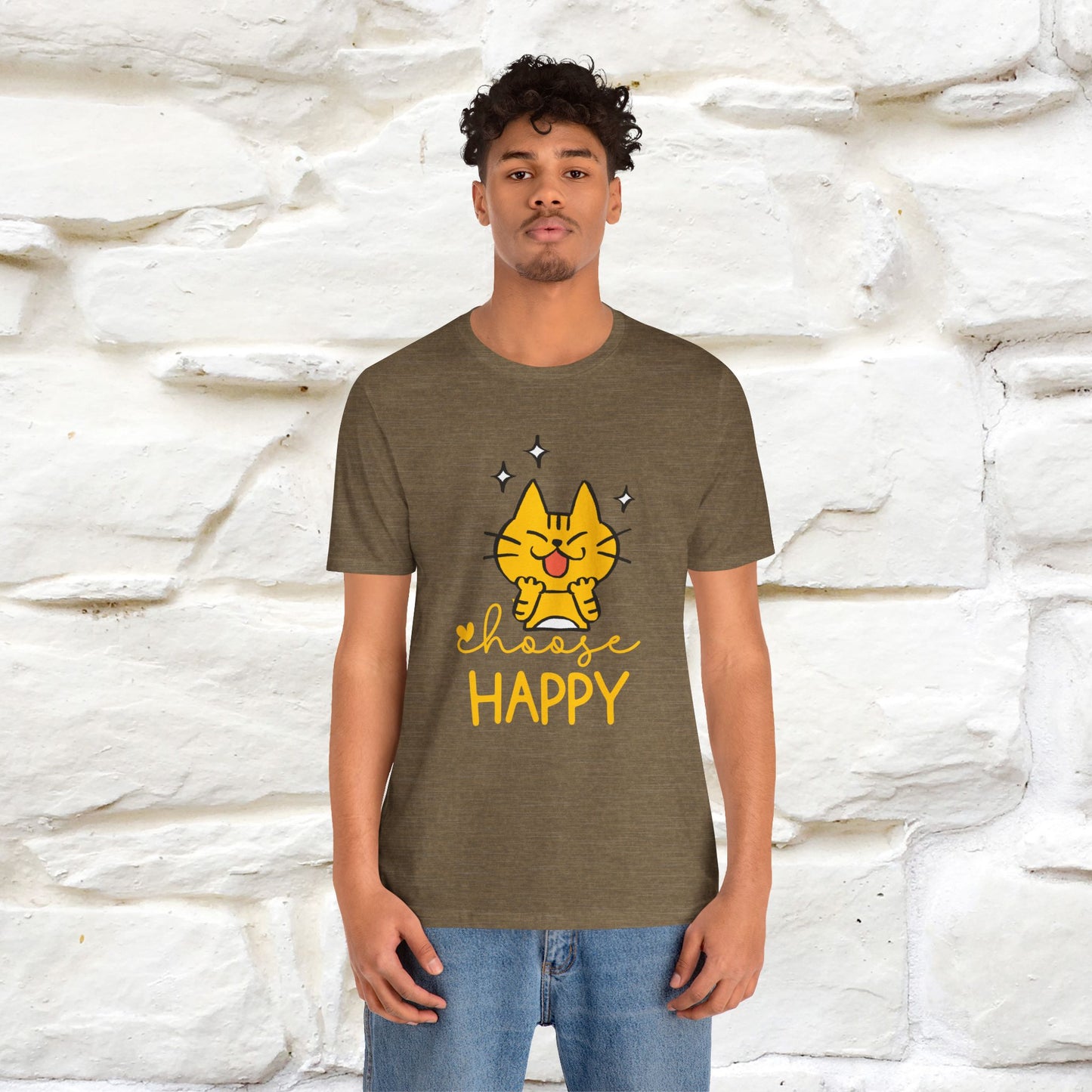 "Choose Happy" Cat T-Shirt for Men & Women | 100% Cotton* | Positive Tee 🐾