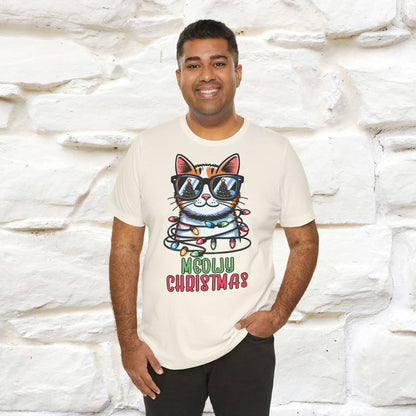 Meowy Christmas T-Shirt | Festive Cat Christmas Shirt for Men & Women | 100% Cotton