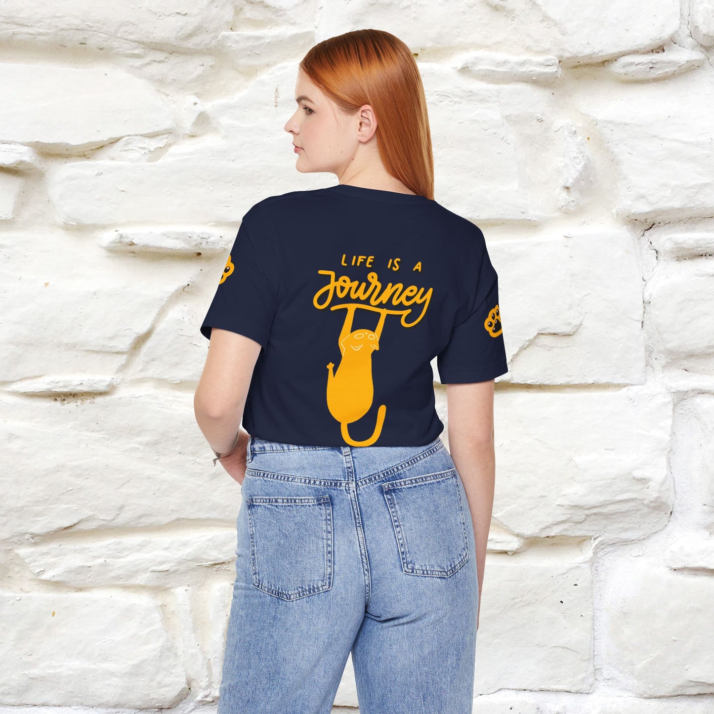 "Life Is A Journey'' Cat T-Shirt | Front & Back Design | Nunu&Miao Studio