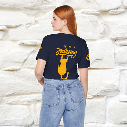 "Life Is A Journey'' Cat T-Shirt | Front & Back Design | Nunu&Miao Studio