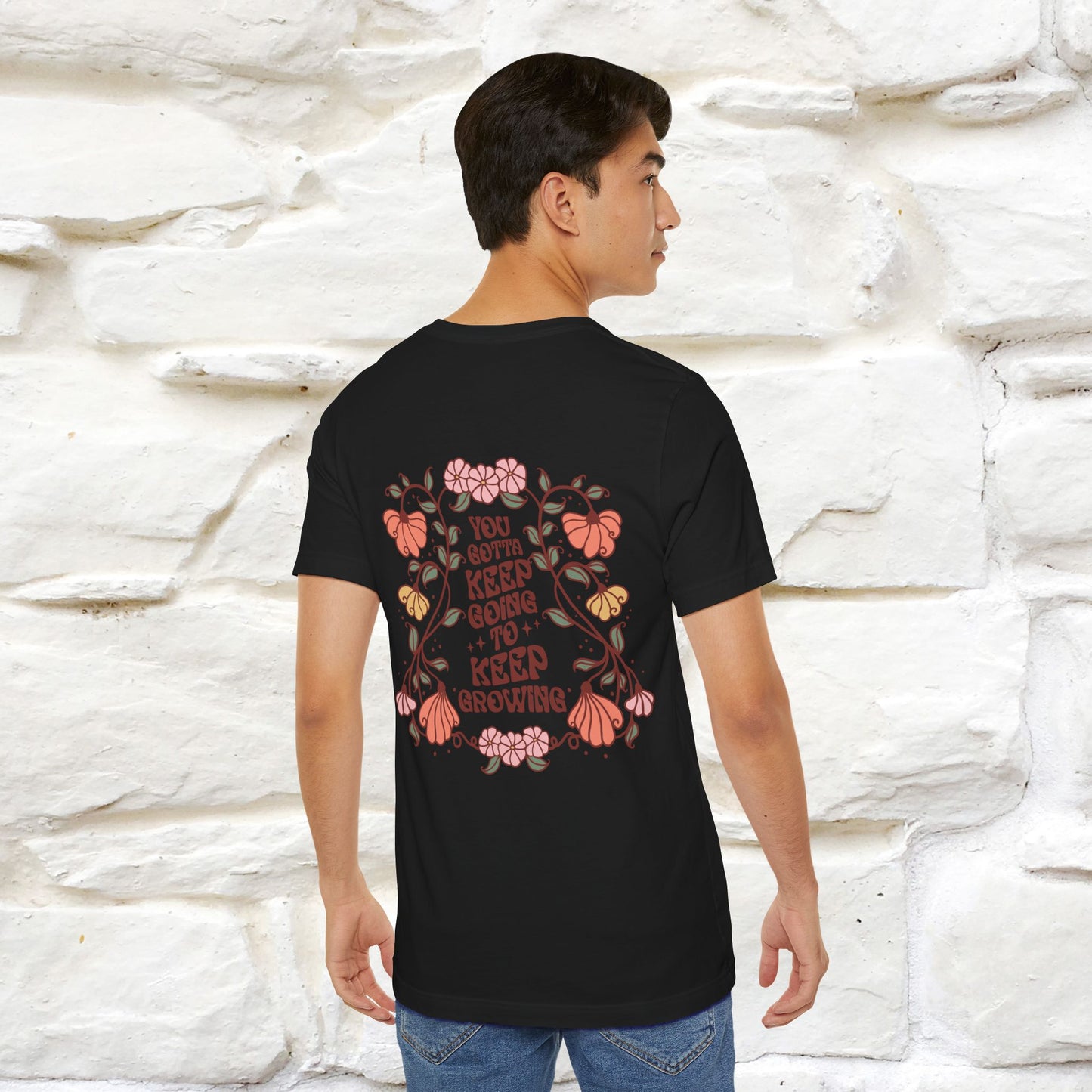 ''You Gotta Keep Going To Keep Growing" Cat T-Shirt| Front & Back Design | Nunu&Miao Studio - Nunu&Miao Studio
