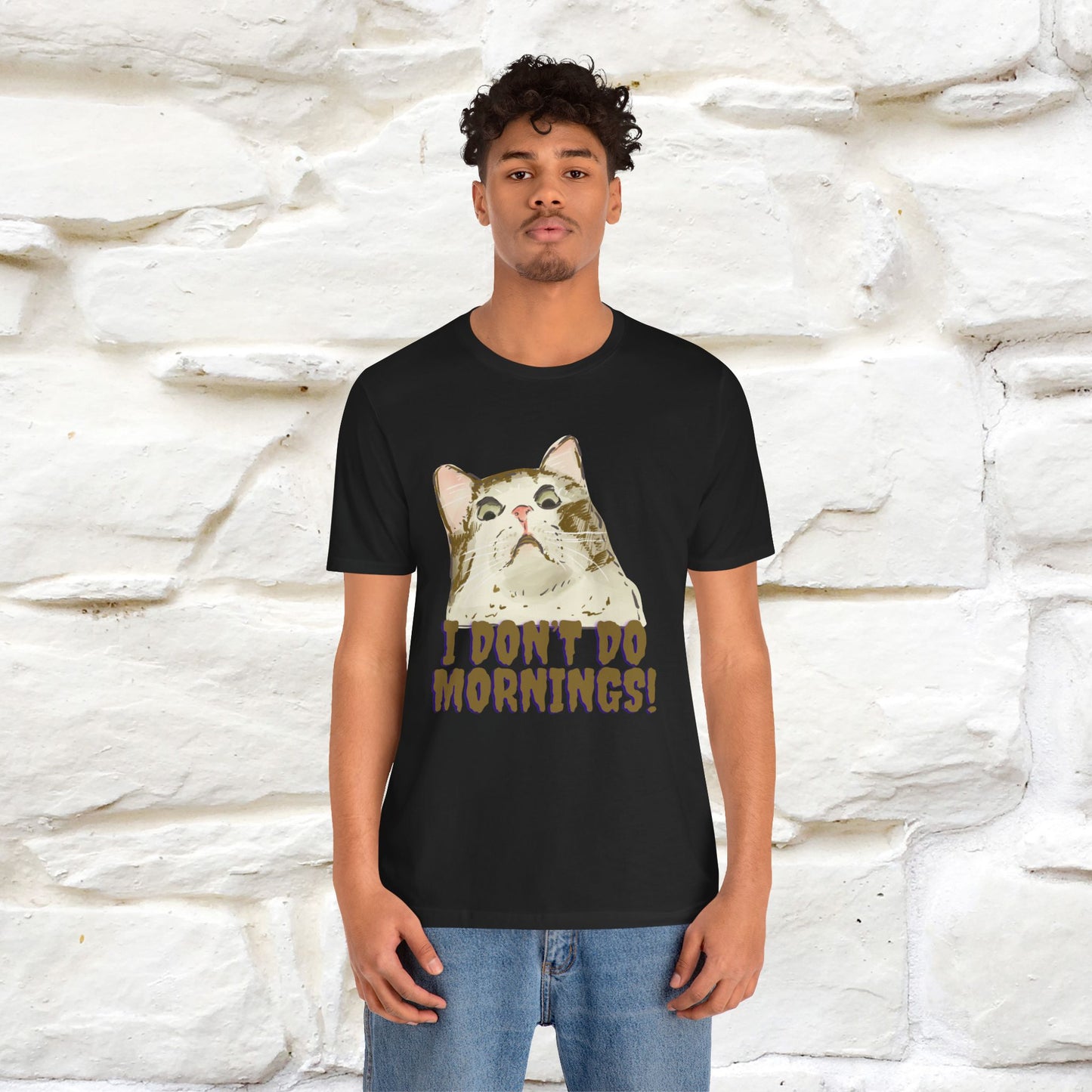 ''I Don't Do Mornings''  Cat T-shirt | Cat T-Shirt | Nunu&Miao Studio - Nunu&Miao Studio
