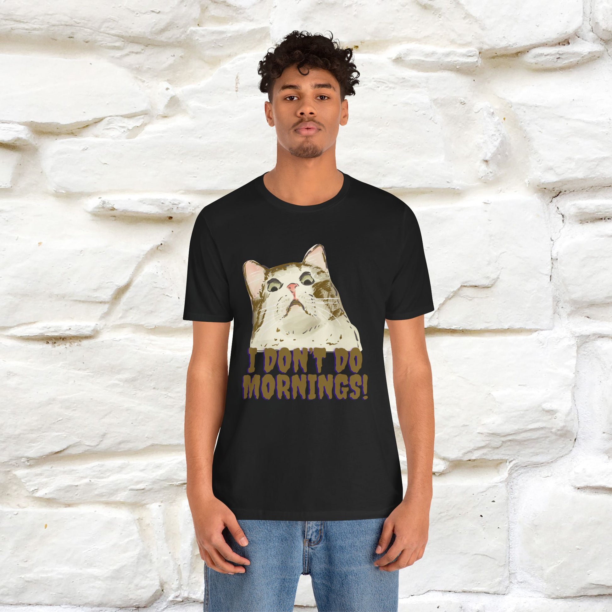 ''I Don't Do Mornings''  Cat T-shirt | Cat T-Shirt | Nunu&Miao Studio - Nunu&Miao Studio