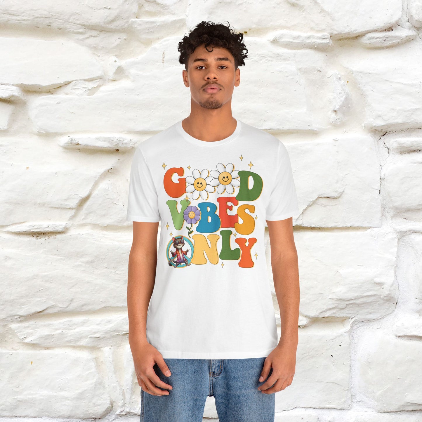 Good Vibes Only Cat T-Shirt for Men & Women | 100% Cotton* Positive Cat Lover Tee