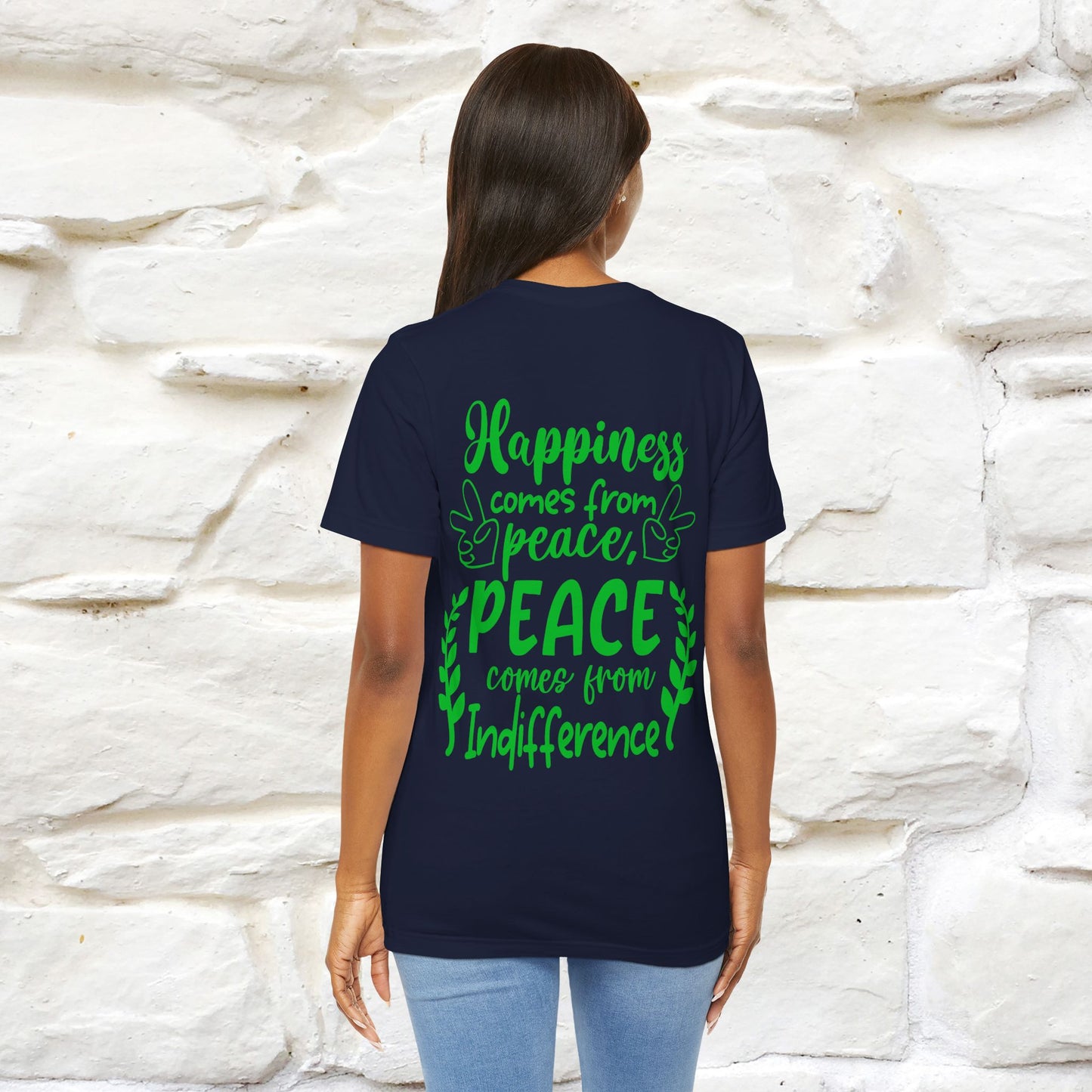 "Happiness Comes From Peace, Peace Comes From Indifference" Cat T-Shirt| Front & Back Design | Nunu&Miao Studio