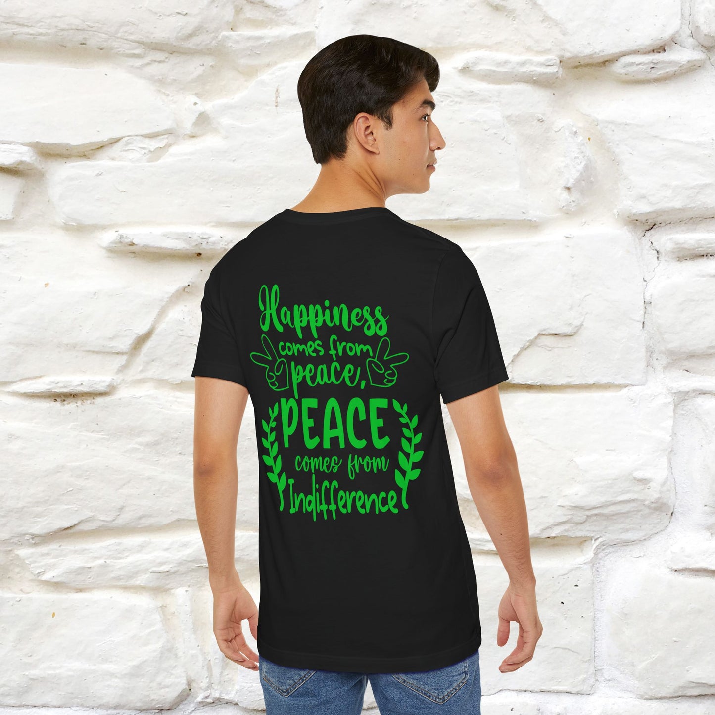 "Happiness Comes From Peace, Peace Comes From Indifference" Cat T-Shirt| Front & Back Design | Nunu&Miao Studio