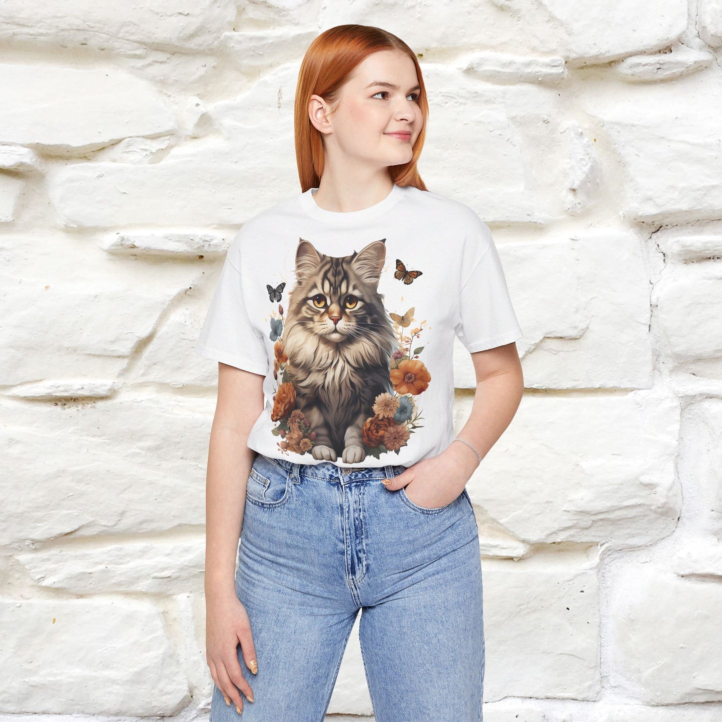 ''Floral Feline Fantasy'' Cat T-shirt for Women 100% Cotton*