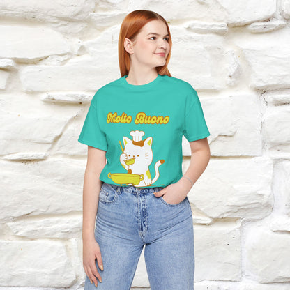 “Molto Buono Cat T-Shirt | Italian-Inspired Cat Shirt for Men & Women | 100% Cotton”