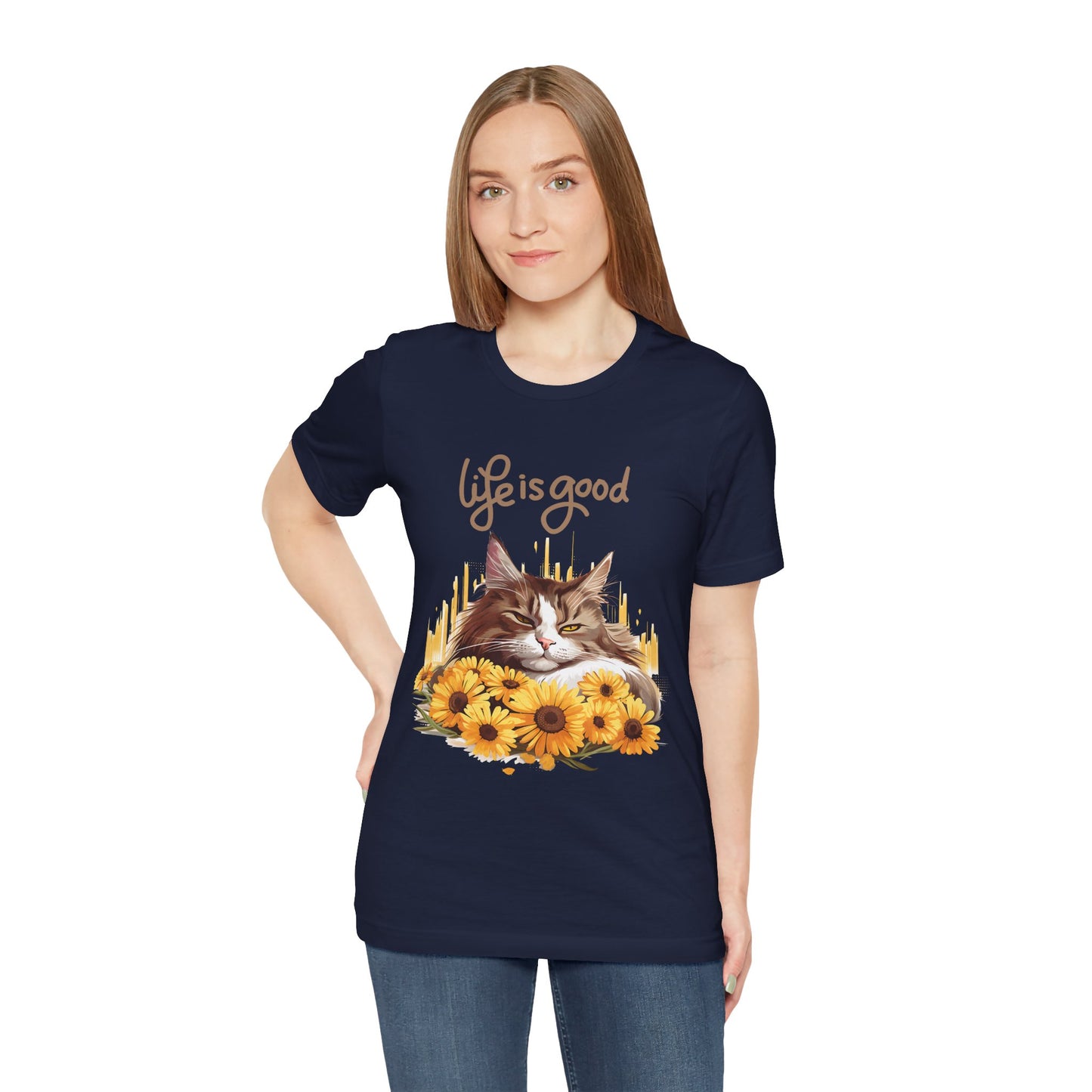 "Life Is Good" Cat T-Shirt for Women | 100% Cotton* 🐾