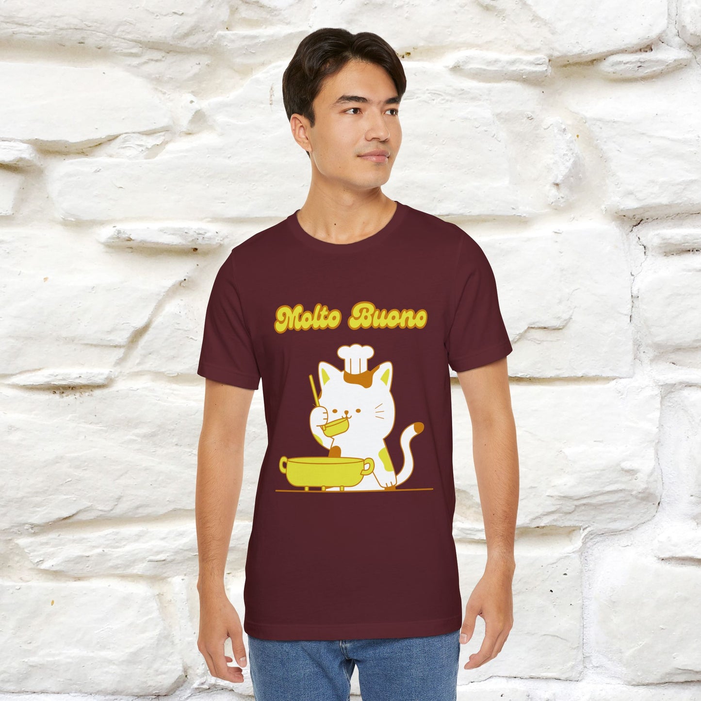 “Molto Buono Cat T-Shirt | Italian-Inspired Cat Shirt for Men & Women | 100% Cotton”