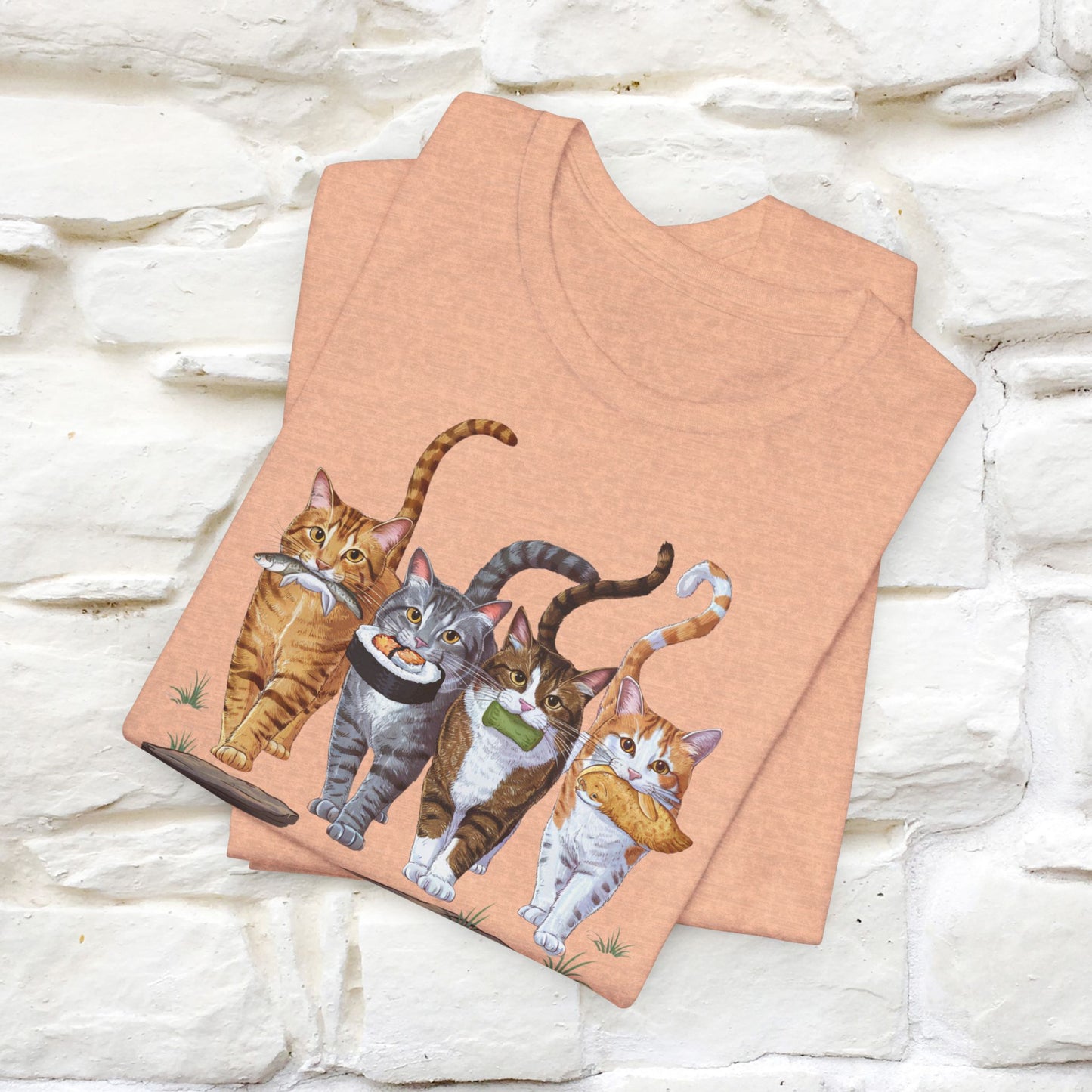 Four Cats' Feast: Feline Food Frenzy T-Shirt for Men & Women | 100% Cotton*