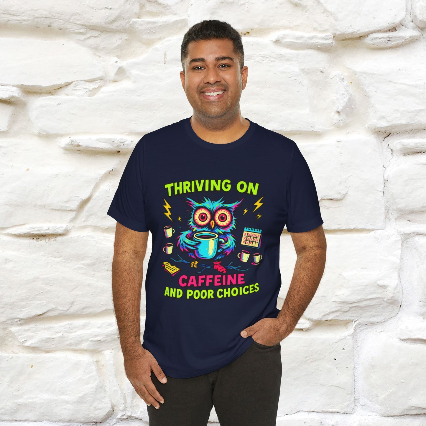 ''Thriving On Caffeine And Poor Choices''|  Sarcastic Cat T-Shirt | Nunu&Miao Studio