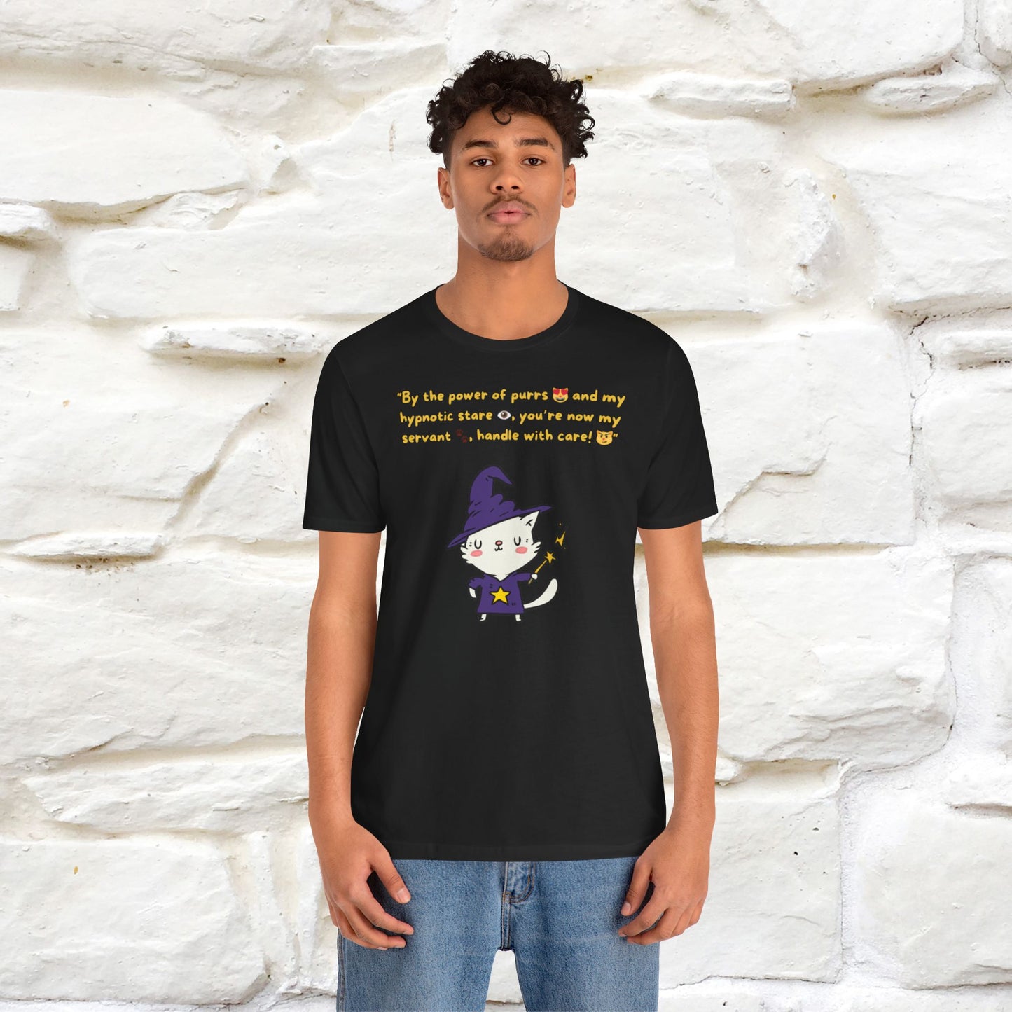 "By the Power of Purrs and My Hypnotic Stare" Halloween Cat Spell T-Shirt for Men & Women | 100% Cotton*