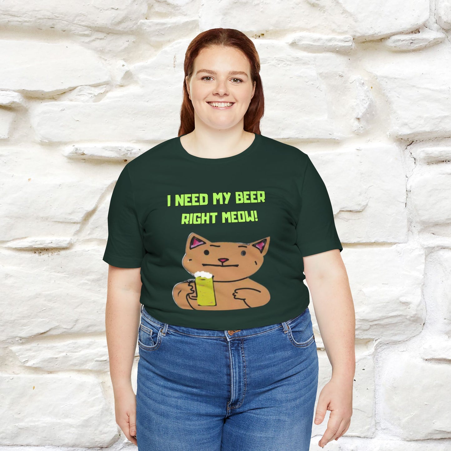"I Need My Beer Right Meow!" Cat  T-shirt |Nunu&Miao Studio