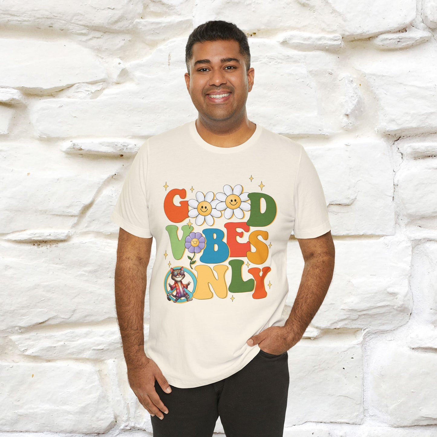 Good Vibes Only Cat T-Shirt for Men & Women | 100% Cotton* Positive Cat Lover Tee