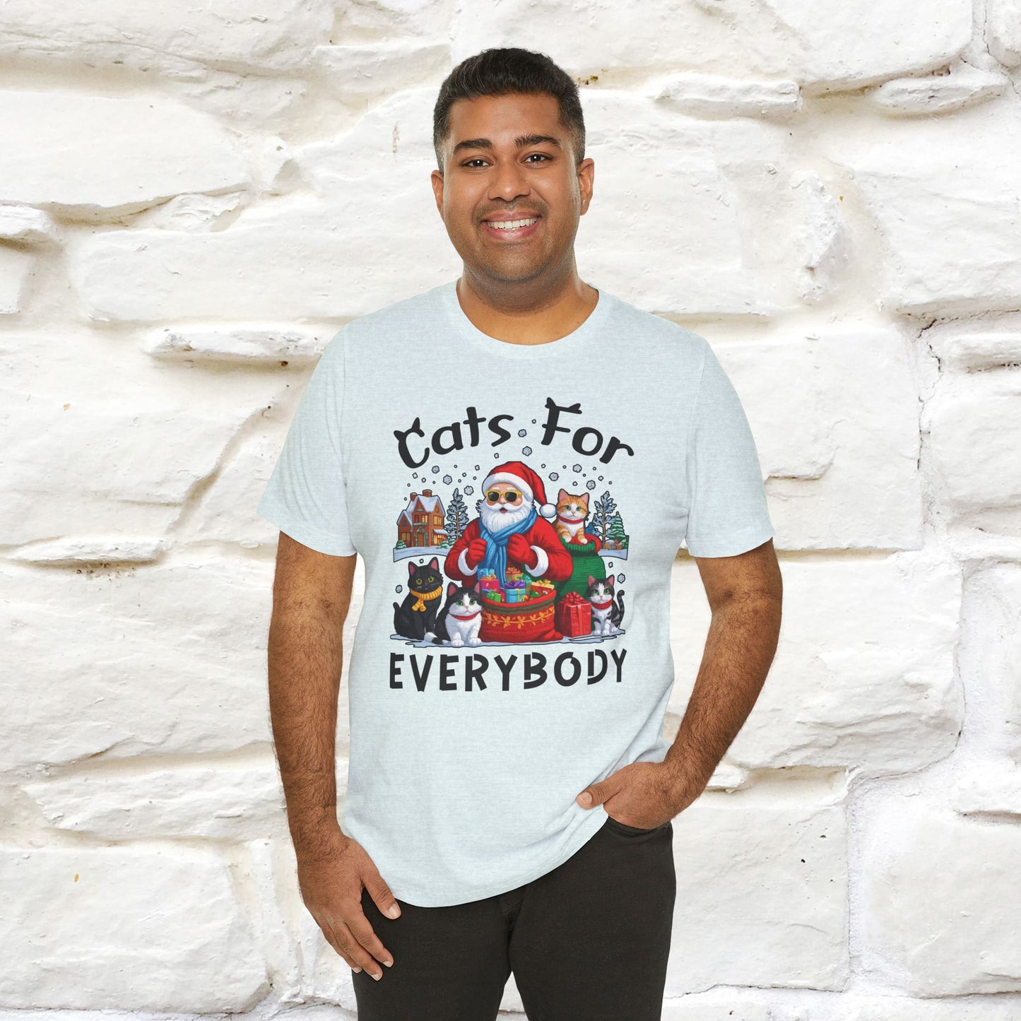 Cats For Everybody T-Shirt | Festive Cat Christmas Shirt for Men & Women | 100% Cotton