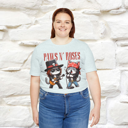 Paws N' Roses T-Shirt | Rock-Inspired Cat Lover Tee for Men & Women | 100% Cotton*