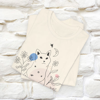 "Night Garden Cat T-Shirt for Men & Women | 100% Cotton* | Enchanting Cat Lover Tee 🐾"