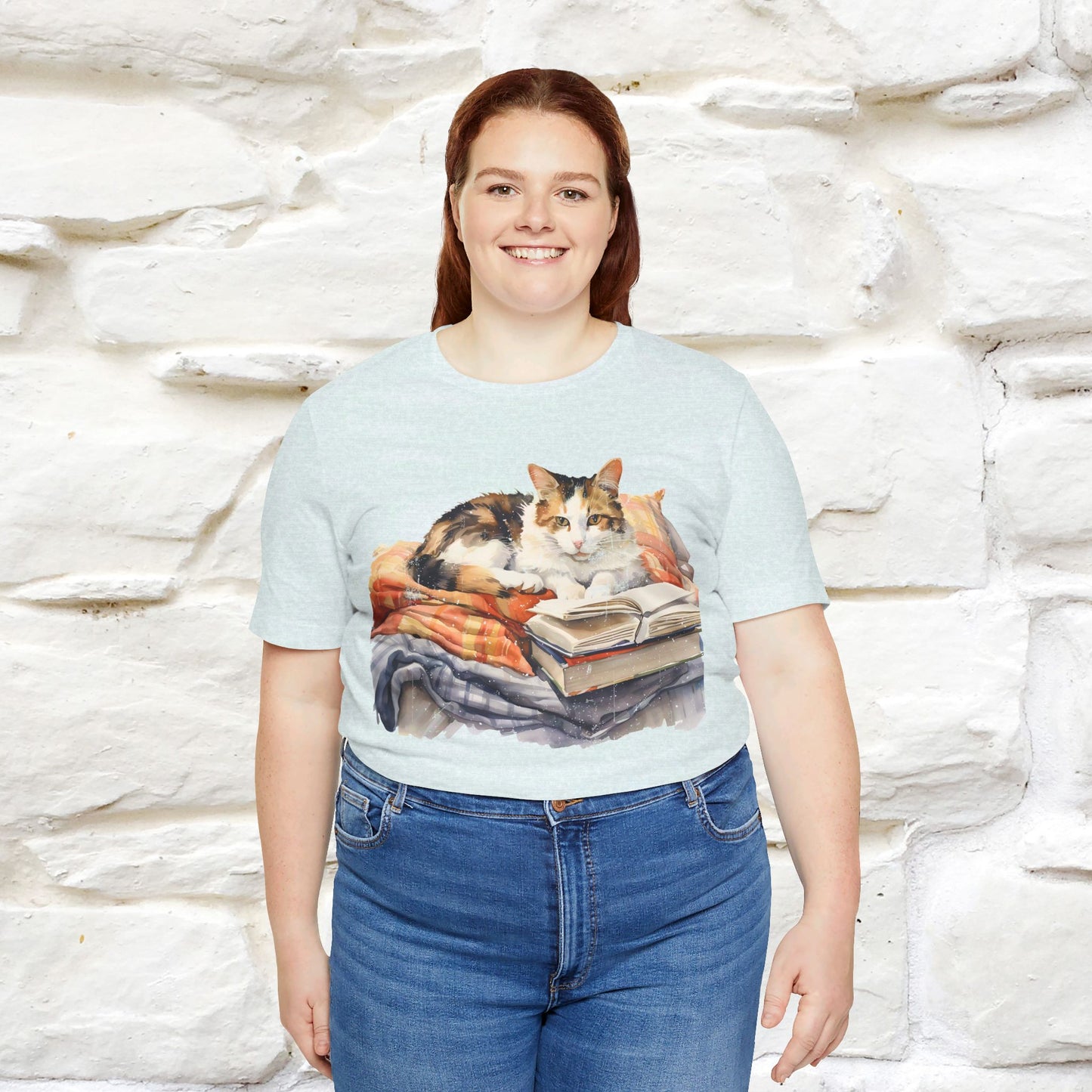 "Literary Catnap" T-shirt for Women 100% Cotton* - Nunu&Miao Studio