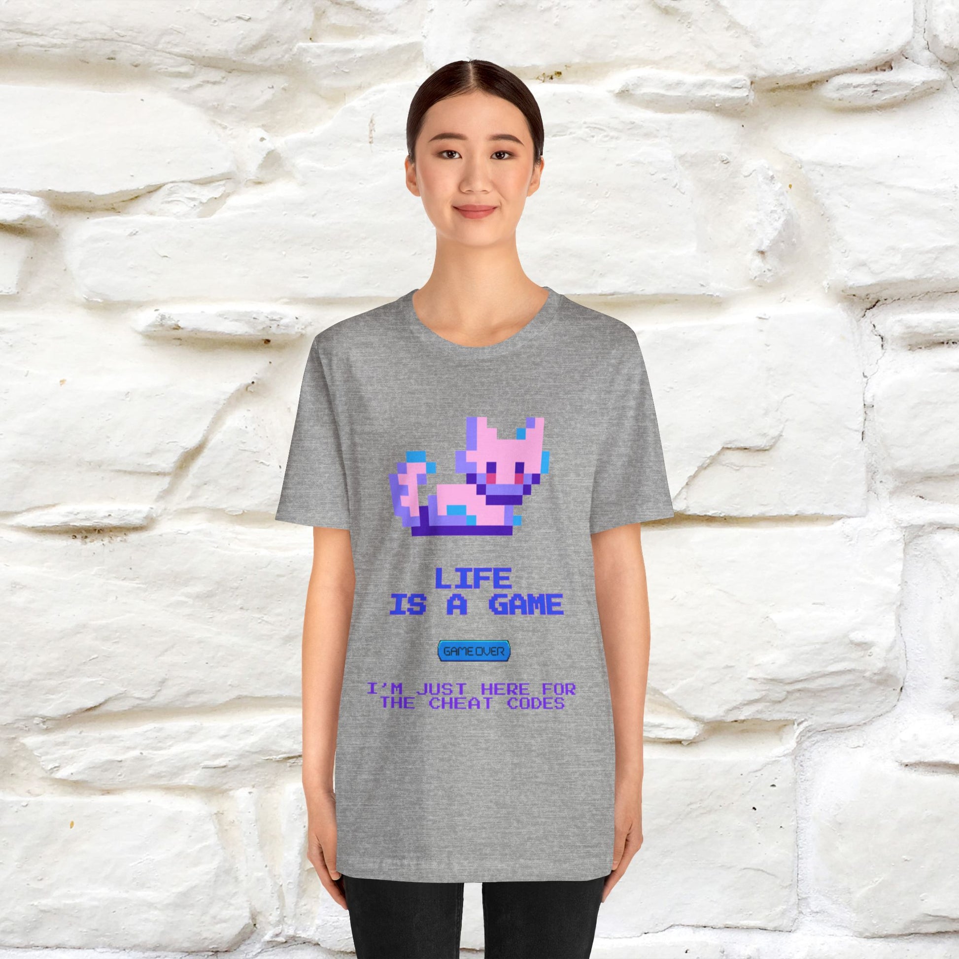 "Life Is A Game, I Am Just Here Fo The Cheat Code" Funny Cat T-Shirt for Men & Women | 100% Cotton* - Nunu&Miao Studio