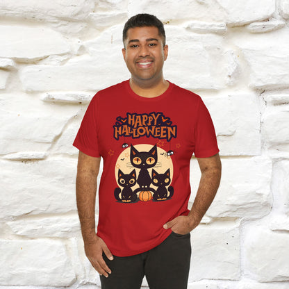 ''Black Cats Happy Halloween'' Unisex T-shirt 100% Cotton*