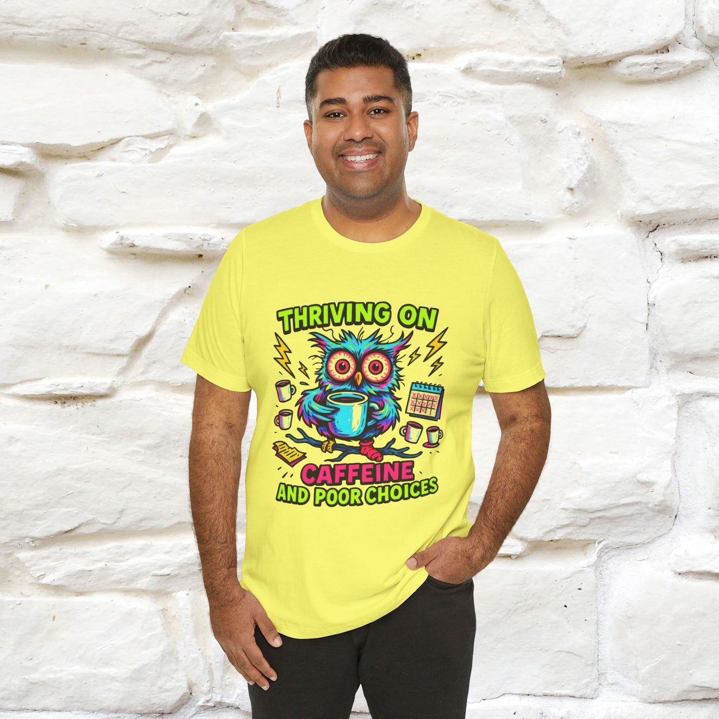 ''Thriving On Caffeine And Poor Choices''|  Sarcastic Cat T-Shirt | Nunu&Miao Studio