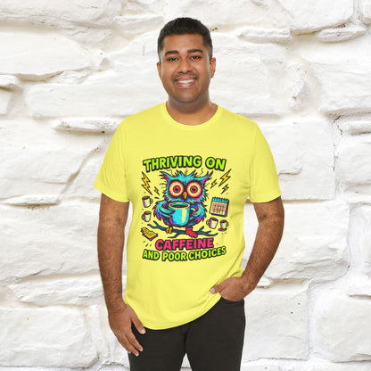 ''Thriving On Caffeine And Poor Choices''|  Sarcastic Cat T-Shirt | Nunu&Miao Studio