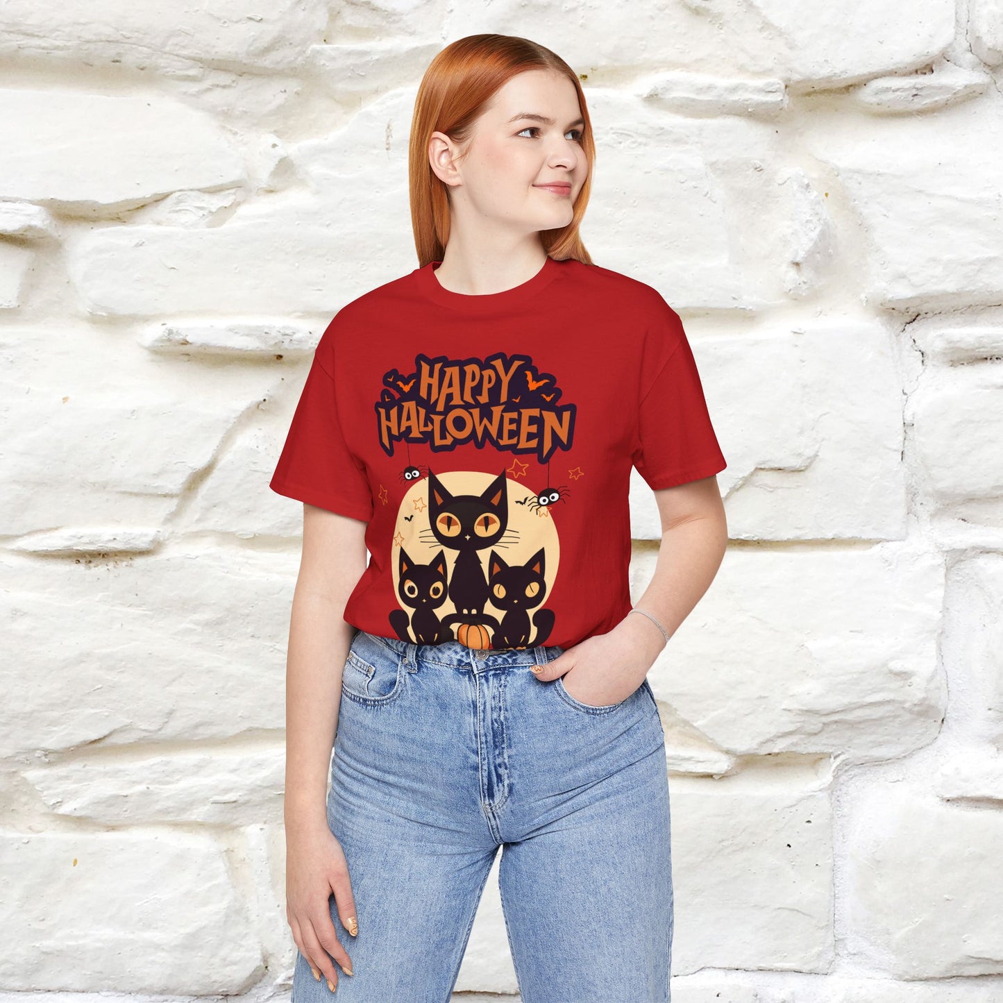 ''Black Cats Happy Halloween'' Unisex T-shirt 100% Cotton*