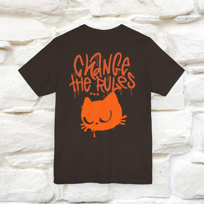 ''Change The Rules''  Cat T-shirt for Men Front And Back Design 100% Cotton*