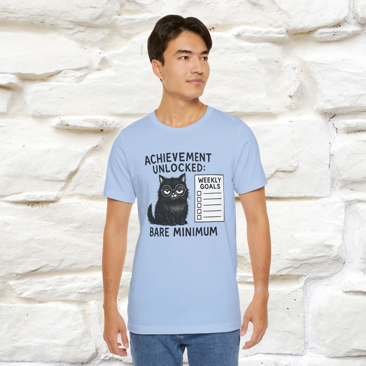 "Achievement Unlocked Bare Minimum." |Cat T-Shirt | Nunu&Miao Studio