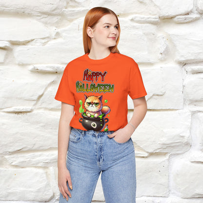 ''Angry Cat Happy Halloween'' Unisex T-shirt  100% Cotton*