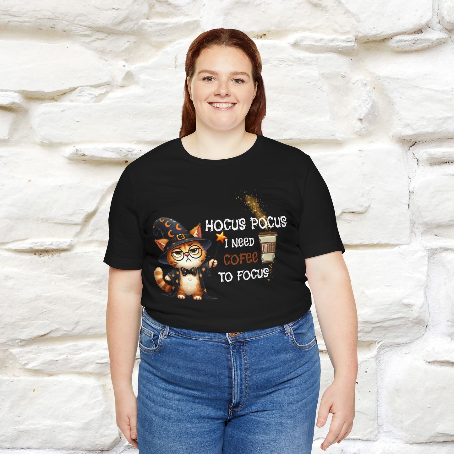 ''Hocus Pocus I Need Coffe To Focus'' Funny Cat Shirt | Nunu&Miao Studio