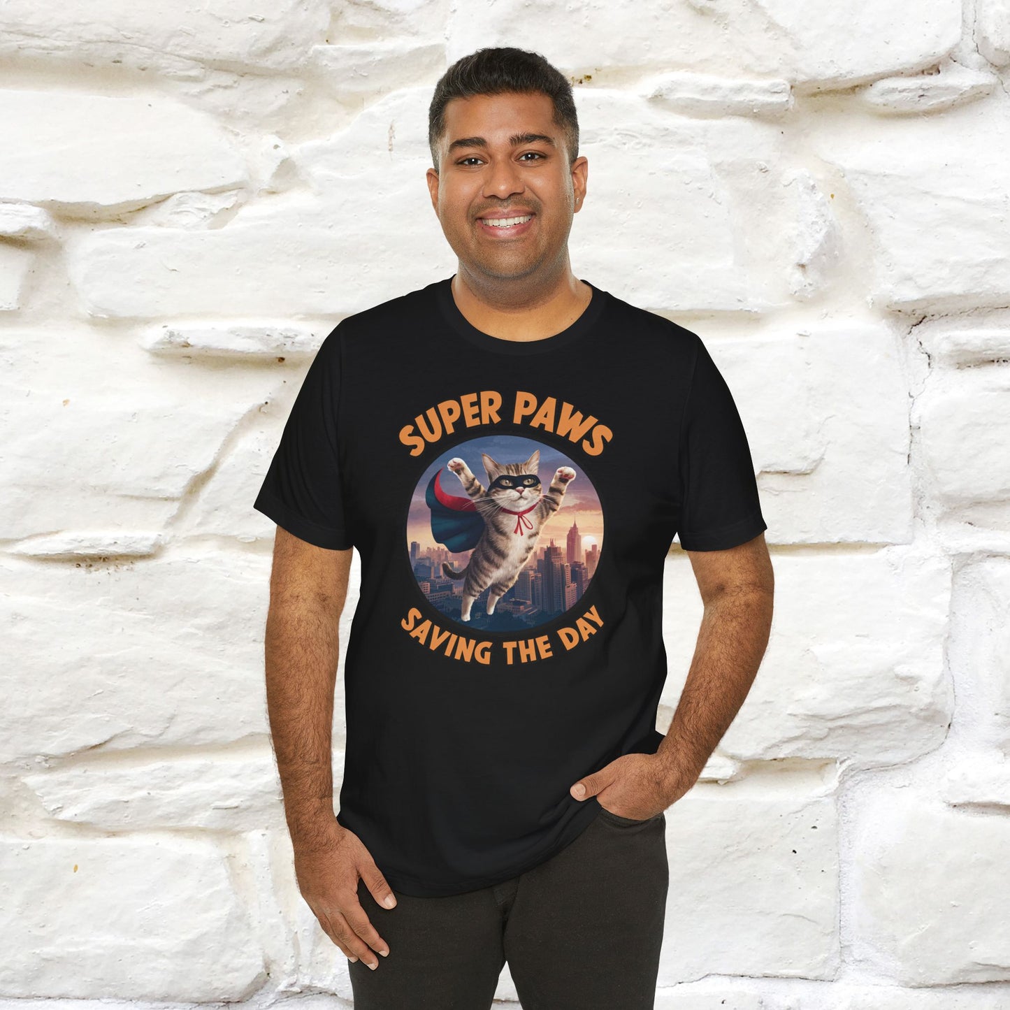 "Super Paws Saving The Day" Cat T-Shirt for Men & Women | 100% Cotton*