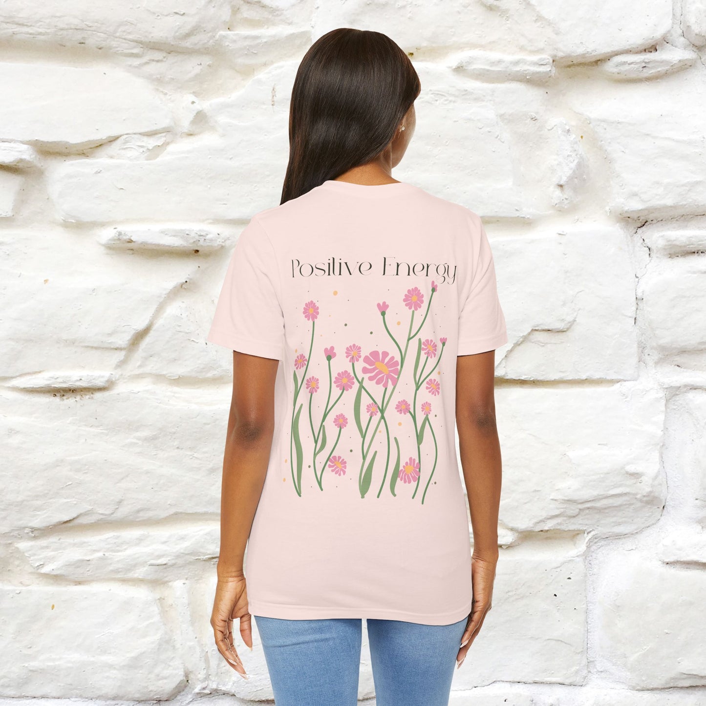 "Positive Energy'' Cat T-Shirt Front and Back Design | Nunu&Miao Studio
