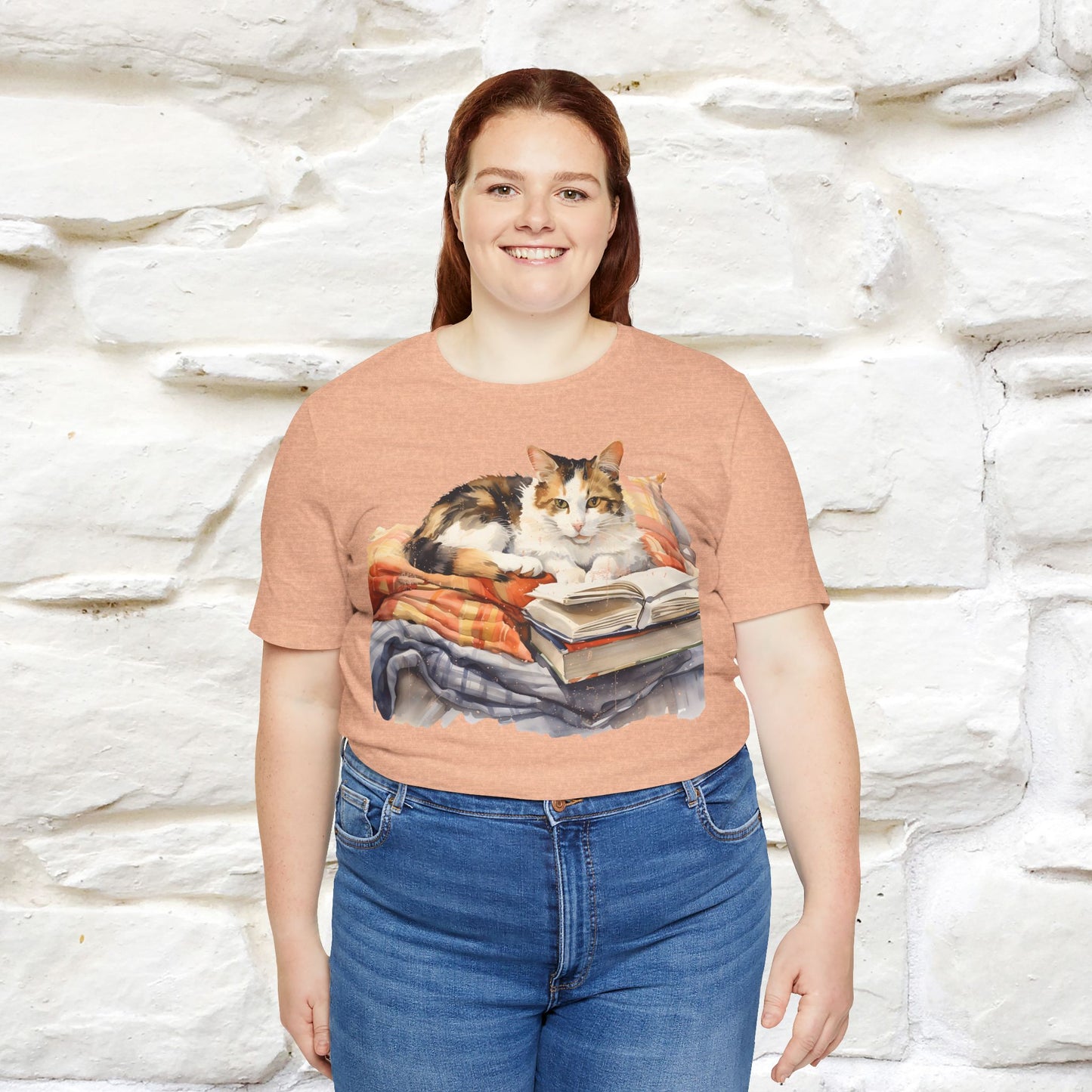 "Literary Catnap" T-shirt for Men and Women 100% Cotton.