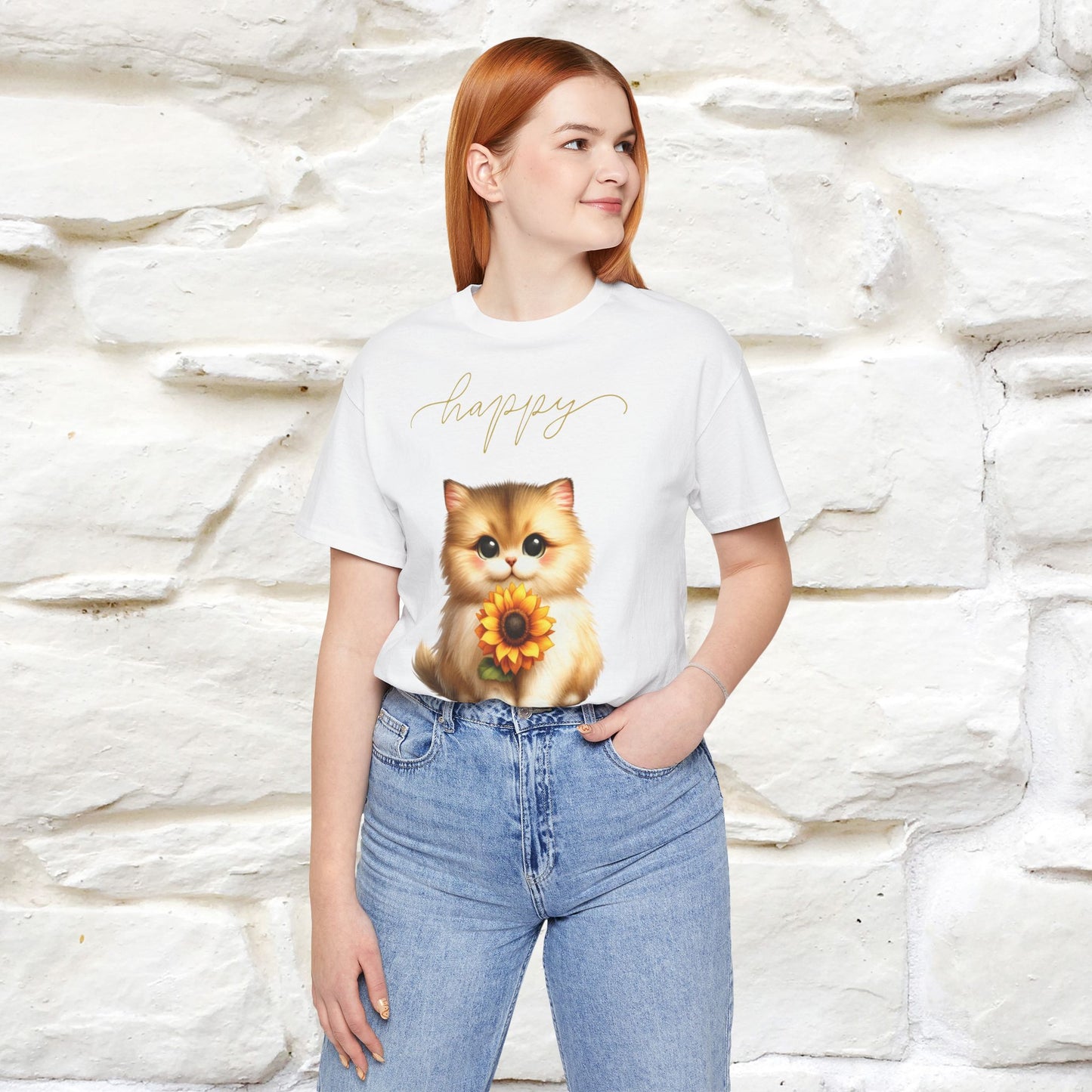 ''Happy'' Cat T-shirt for Women 100% Cotton* - Nunu&Miao Studio