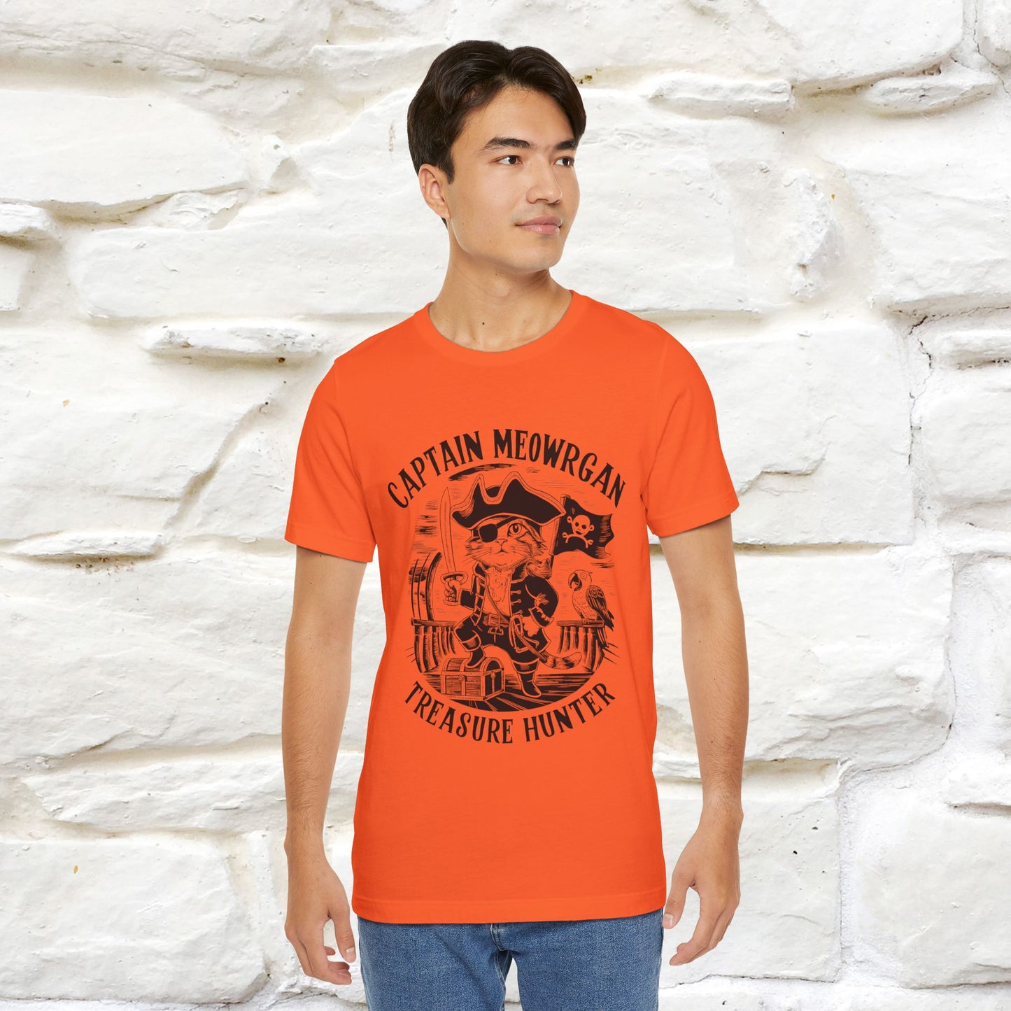 Captain Meowrgan Treasure Hunter T-Shirt | Adventure Cat Tee for Men & Women | 100% Cotton*