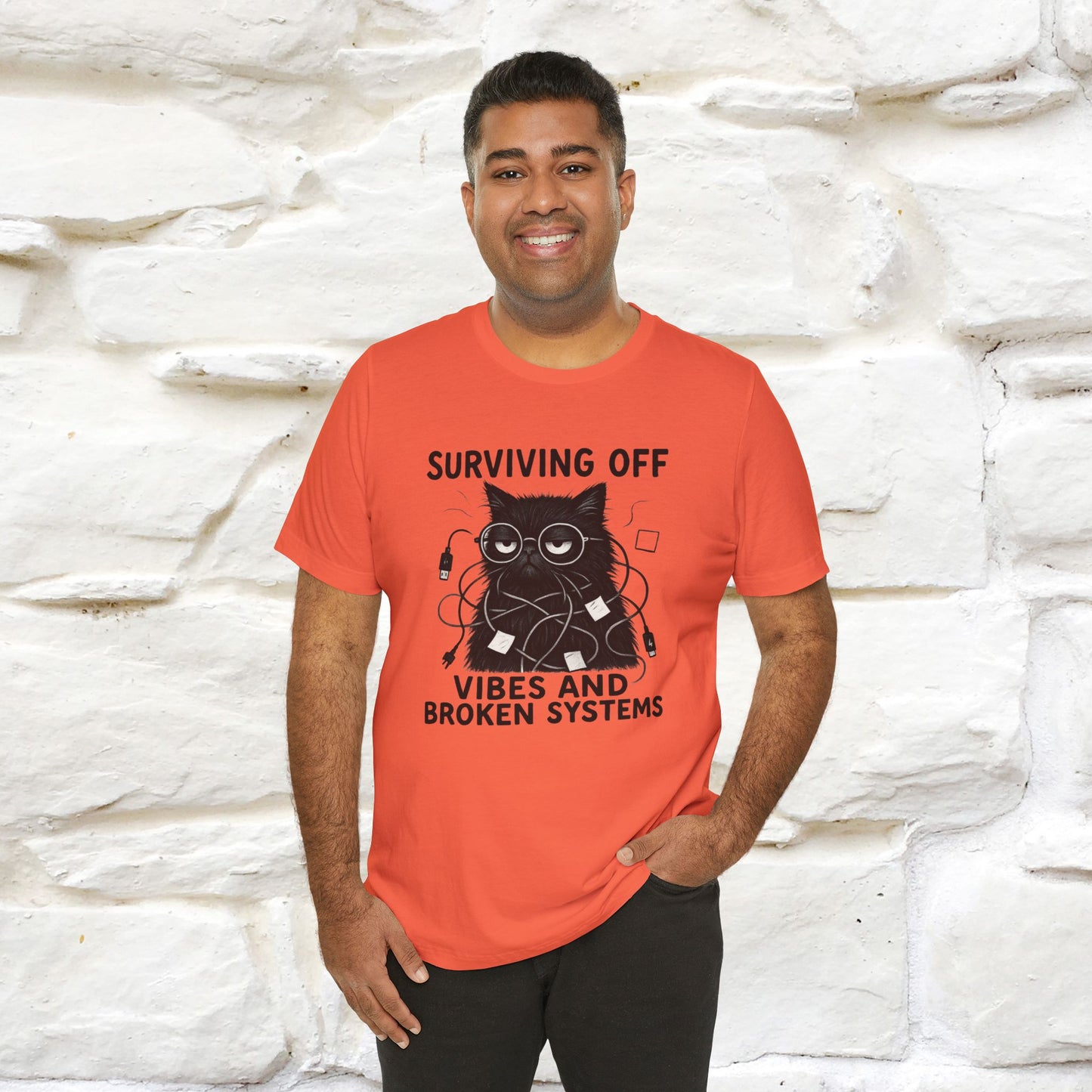 "Surviving Off...Vibes And Broken .. " |Cat T-Shirt | Nunu&Miao Studio