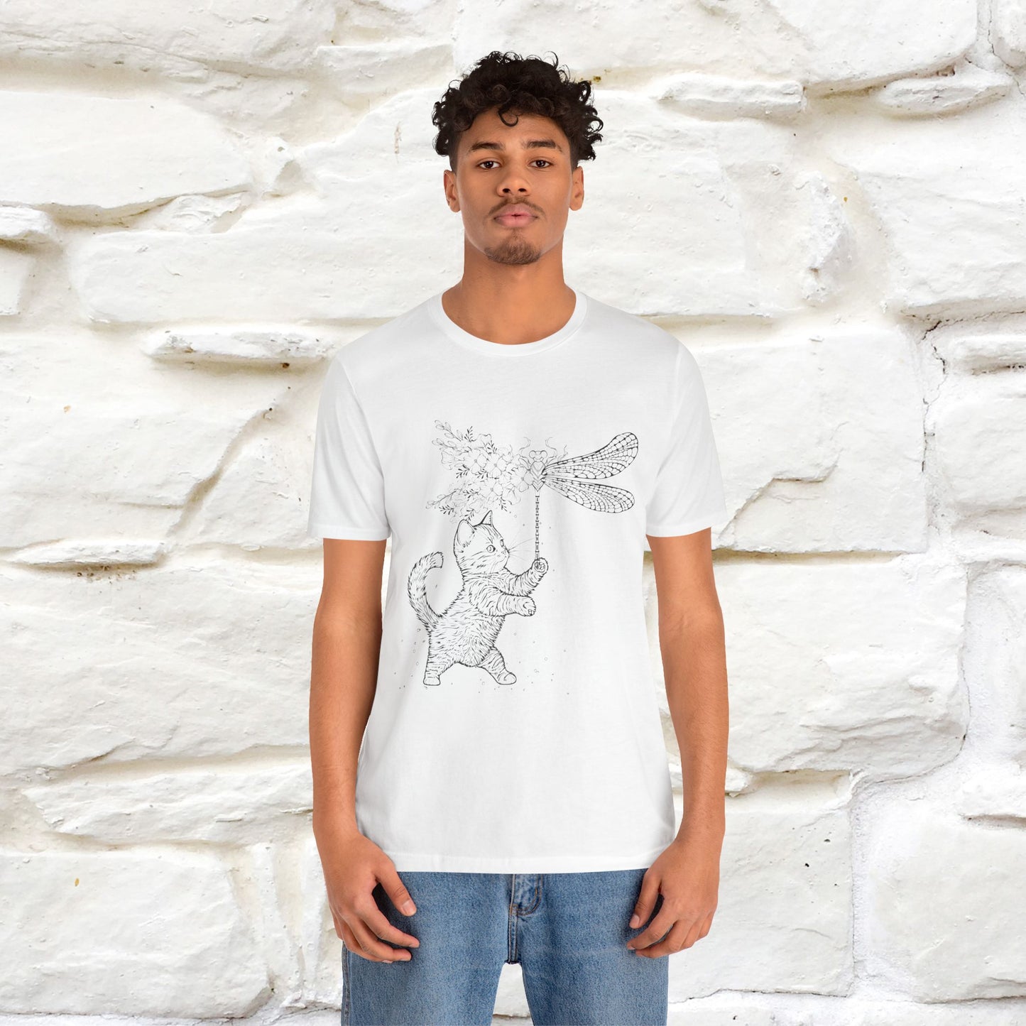 "The cat  And The Dragon Fly" Cat T-shirt for Men & Women | 100% Cotton*🐾