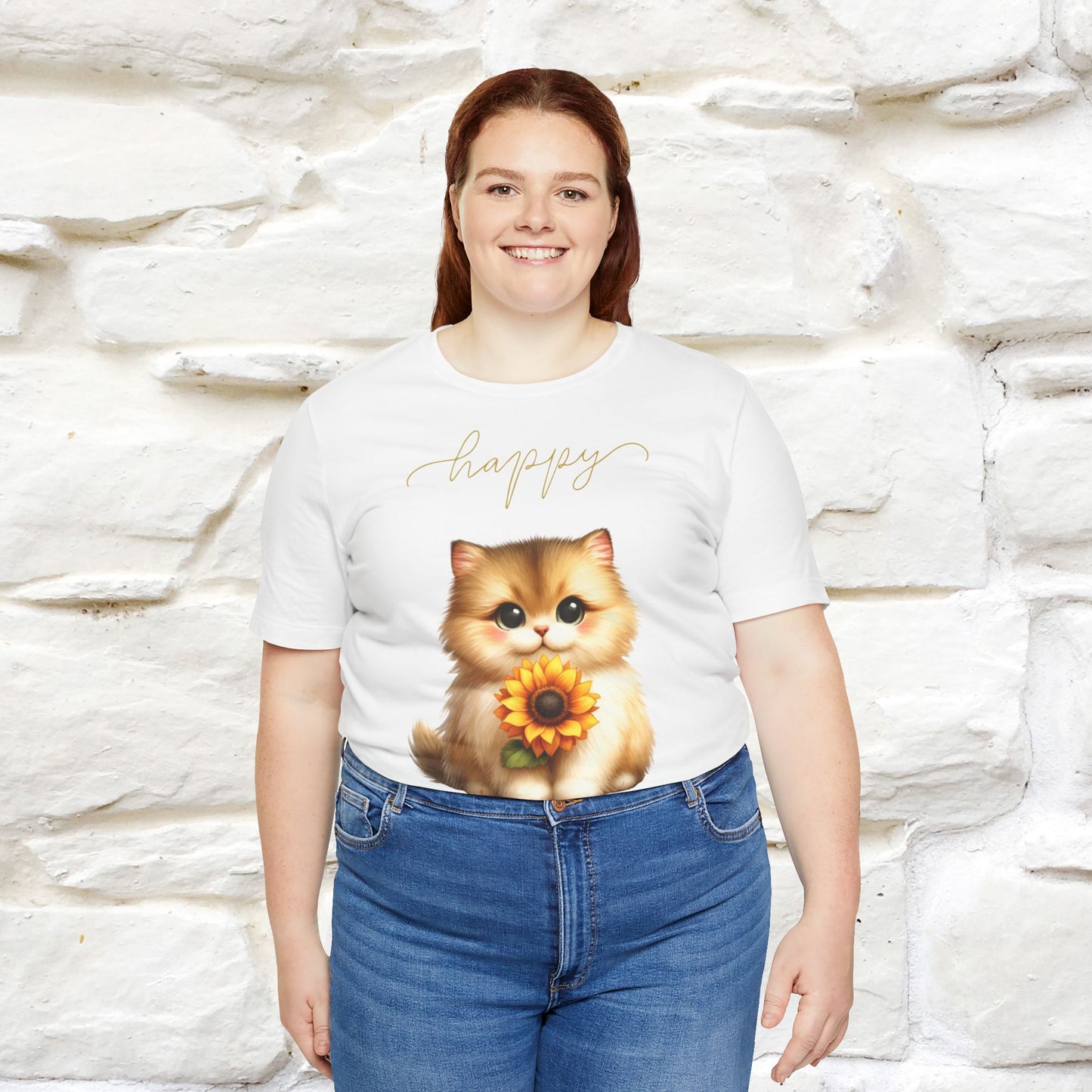 ''Happy'' Cat T-shirt for Women 100% Cotton* - Nunu&Miao Studio