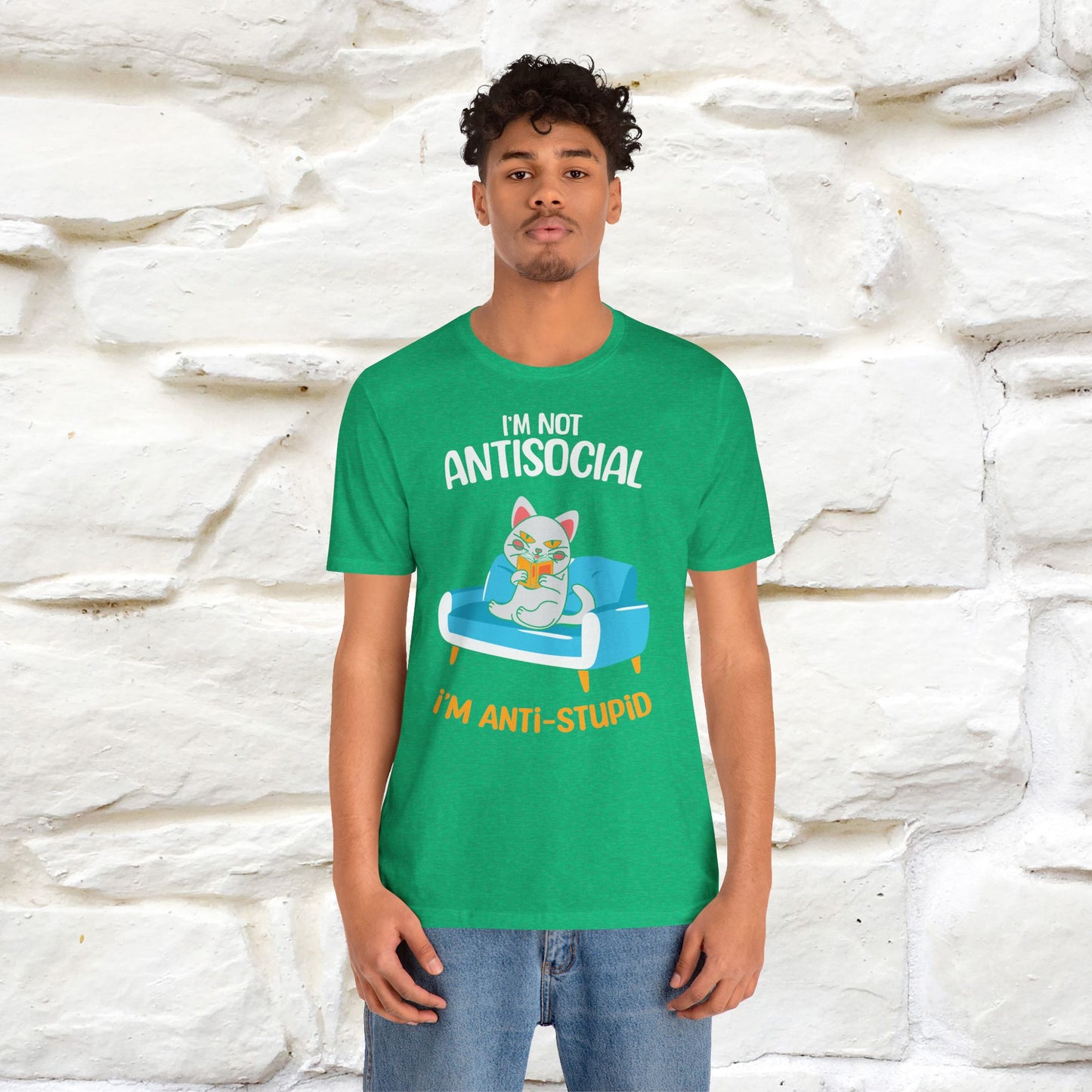 "I Am Not Antisocial, I’m Antistupid" Cat T-shirt for Men & Women | 100% Cotton* 🐾 | Funny Cat Lover Tee