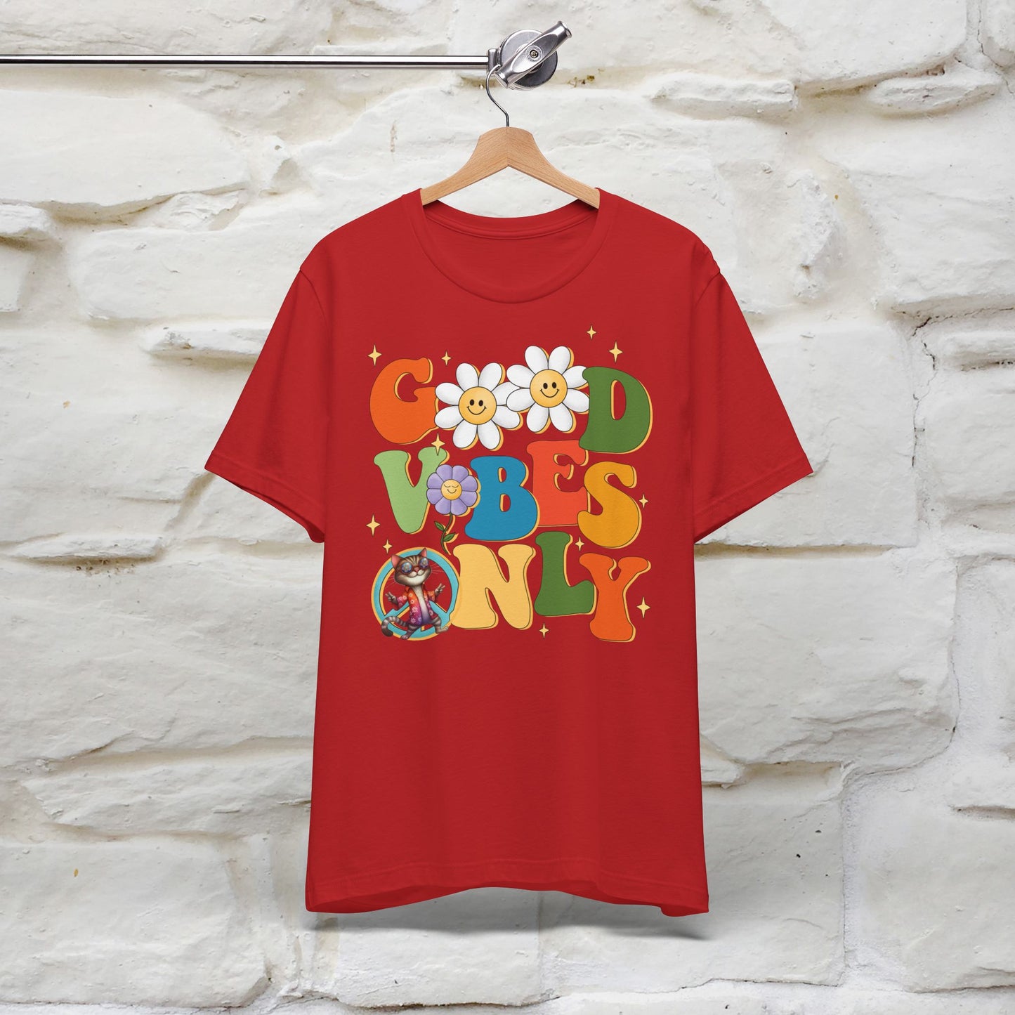 Good Vibes Only Cat T-Shirt for Men & Women | 100% Cotton* Positive Cat Lover Tee